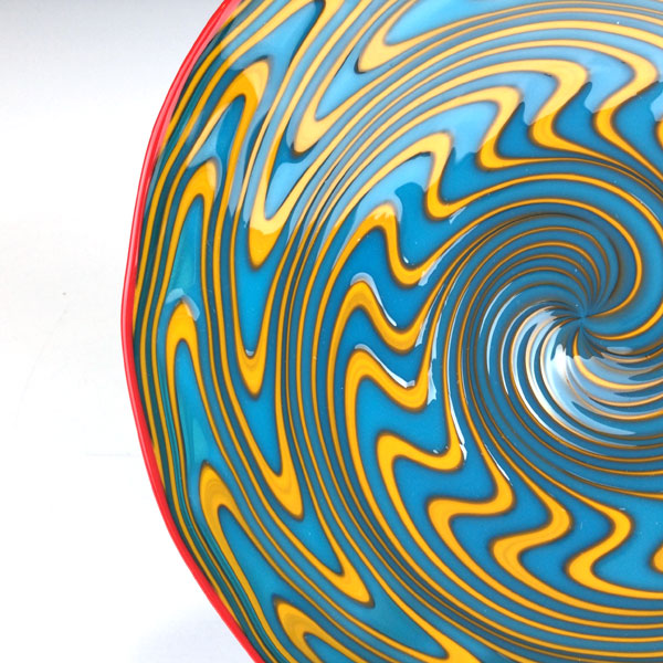 Turquoise & Orange Cane Plate with stand - Image 2